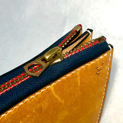 拉鍊小錢包-黃-零錢包-短夾-Pueblo-Waldes-法薩琳麻線手縫 第4張的照片