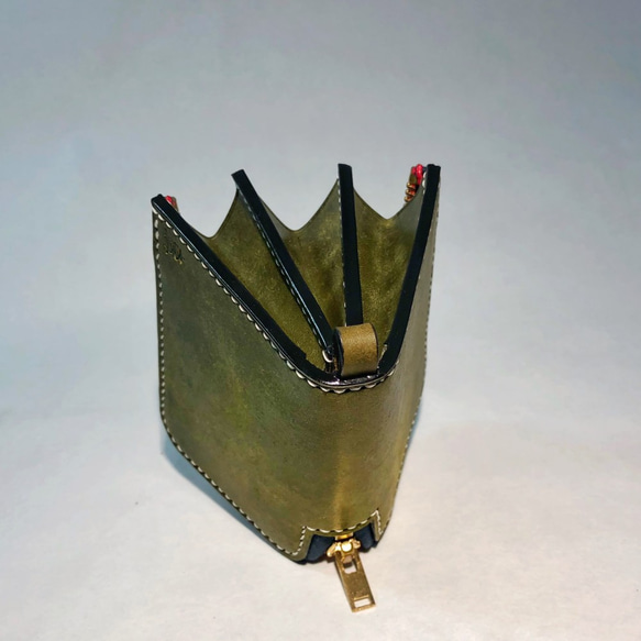 Zip Small Wallet-Olive Green-Coin Purse-Short Clip-Pueblo-Waldes 6枚目の画像