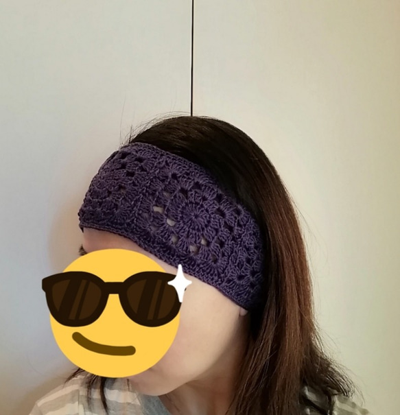 [魅了されすぎた。死ぬほどの愛]手編みのウールのヘアバンド-紫のヘアバンド 4枚目の画像
