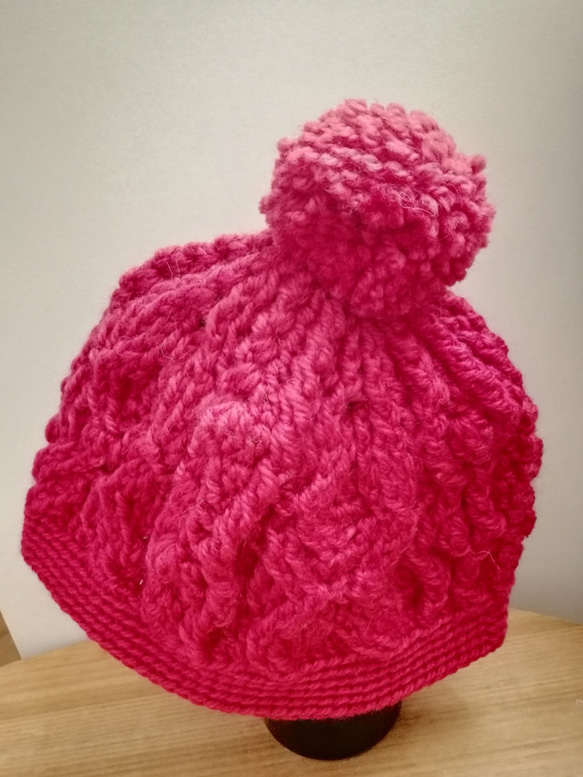 [魅了されすぎて死ぬほど愛されている]手編みのウールの帽子-ポロニウム柄の帽子 2枚目の画像