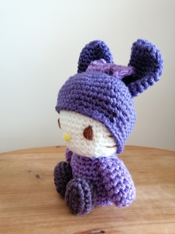 [太著迷.愛死了] 手編毛線娃娃公仔 - 小紫兔 Kitty 第2張的照片