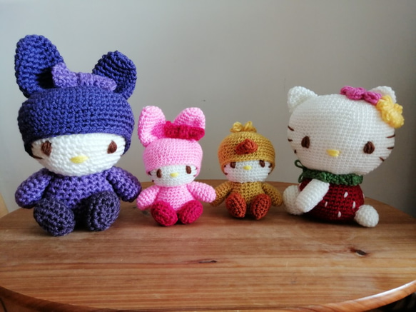 [太著迷.愛死了] 手編毛線娃娃公仔 - 粉紅兔 Kitty 第5張的照片