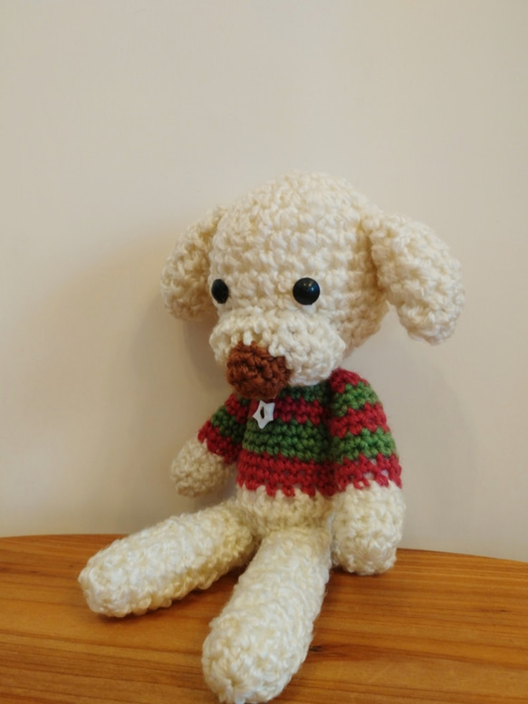 [魅了されすぎて死ぬほど大好き]手編みのウール人形人形-子犬犬天尾 2枚目の画像