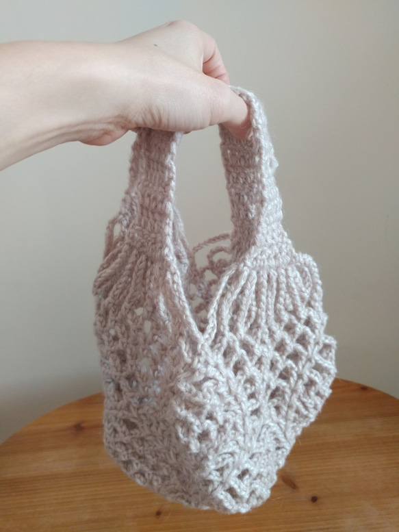 [魅了されすぎて死ぬほど大好き]手編みのウールバッグ-メッシュハンドバッグ 2枚目の画像