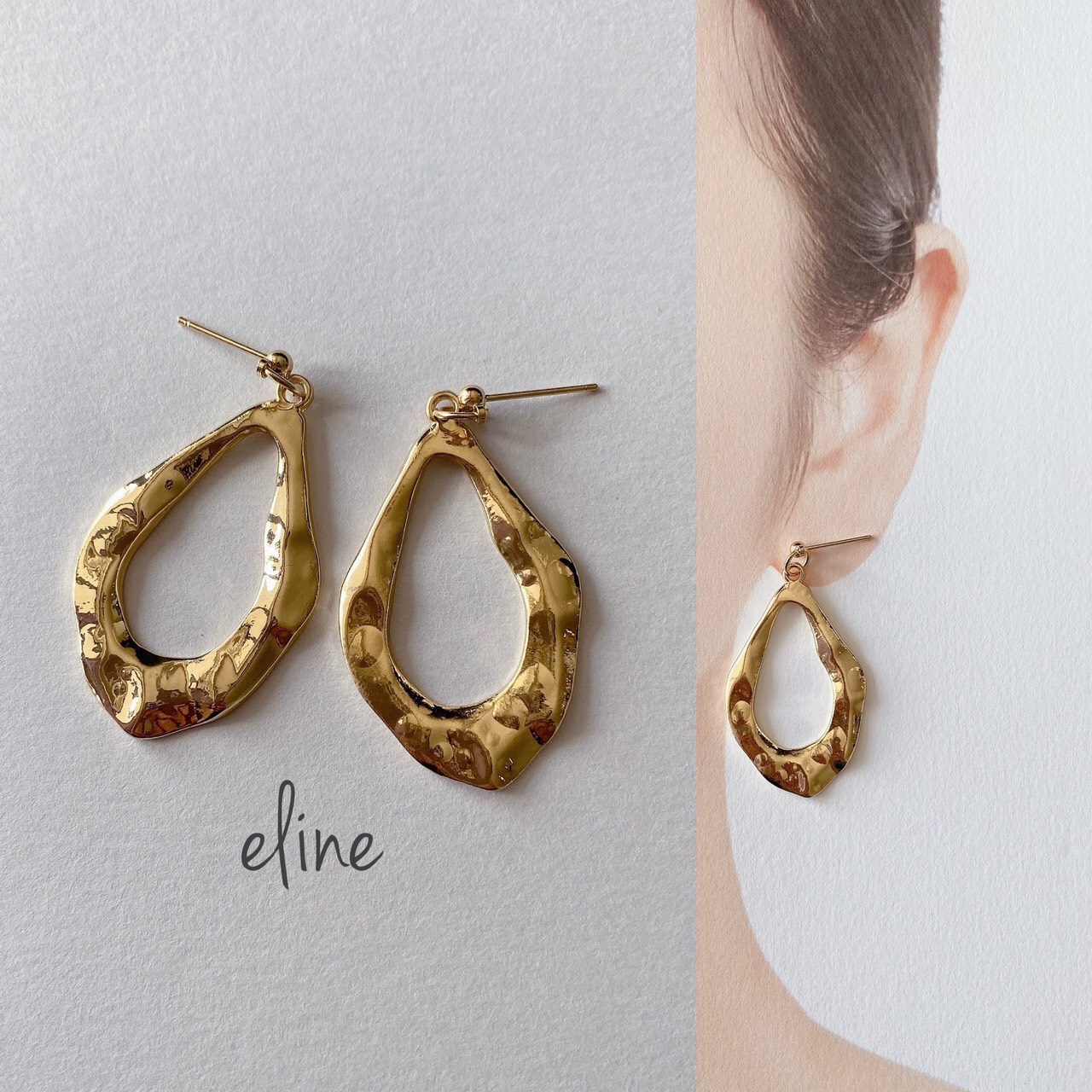 大ぶりピアス 大ぶりイヤリング ピアス イヤリング ゴールド 変形  