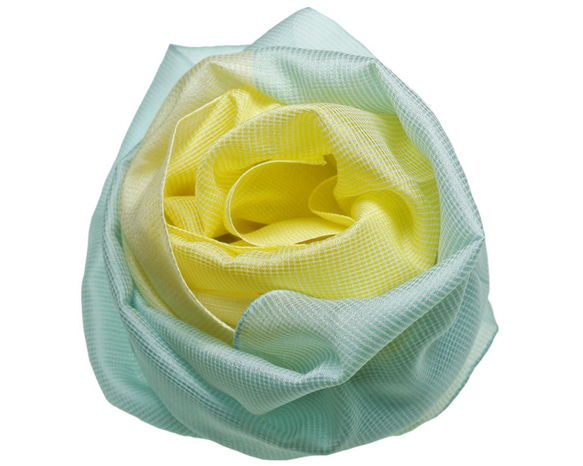 スカーフ　とにかる　シルク×コットン　コンパクトサイズ　レモン 1枚目の画像