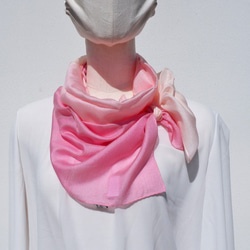 スカーフ　とにかる　シルク×コットン　コンパクトサイズ　ピンク 2枚目の画像