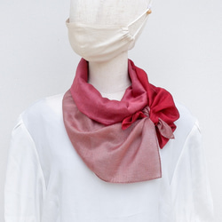 スカーフ　とにかる　シルク×コットン　コンパクトサイズ　薔薇 2枚目の画像
