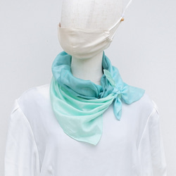 スカーフ　とにかる　シルク×コットン　コンパクトサイズ　エメラルド 2枚目の画像