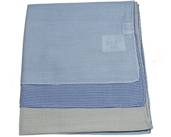 スカーフ　とにかる　シルク×コットン　コンパクトサイズ　青グレー 3枚目の画像