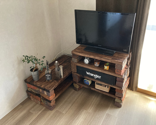 オーダーハンドメイド　ブルックリン調レール棚付きテレビボード 0_9c0a7240446aee2d297de1f3290f