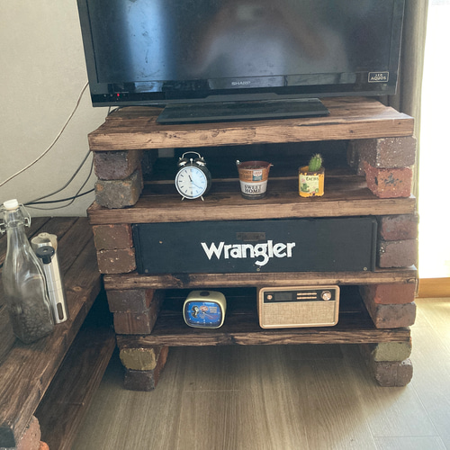 オーダーハンドメイド ブルックリン調コーナーテレビボード 片側