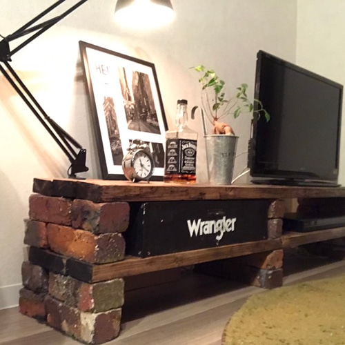 オーダーハンドメイド　ブルックリン調レール棚付きテレビボード オーダーハンドメイド ブルックリン調レール棚付きテレビボード