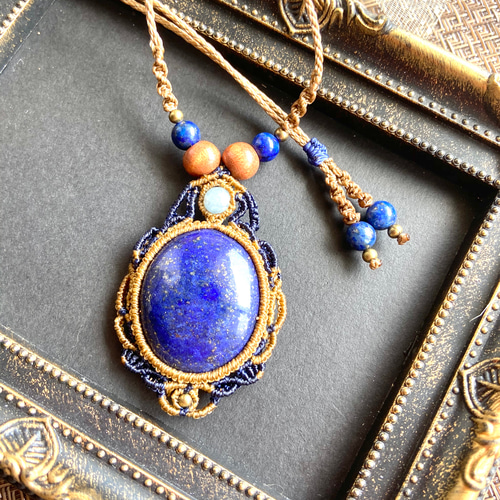 ラピスラズリ×アクアマリンのマクラメネックレス ネックレス