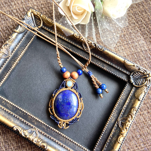 ラピスラズリ×アクアマリンのマクラメネックレス ネックレス