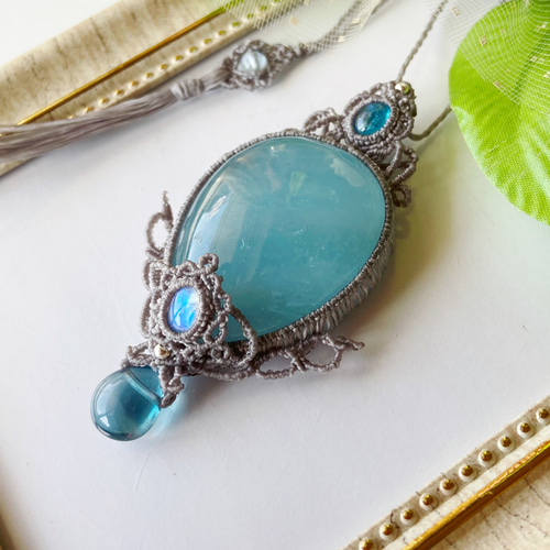 41mm大粒アクアマリン×アパタイト×ブルーグリーンフローライト