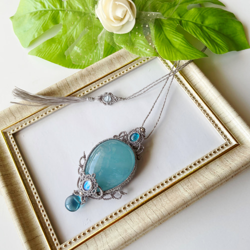 41mm大粒アクアマリン×アパタイト×ブルーグリーンフローライト