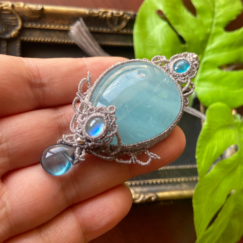 41mm大粒アクアマリン×アパタイト×ブルーグリーンフローライト