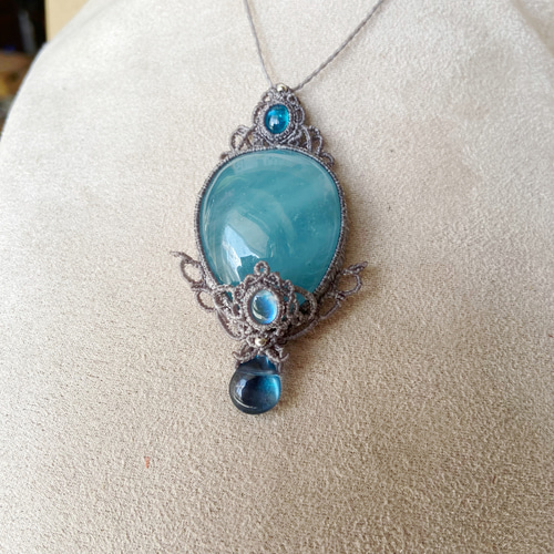 41mm大粒アクアマリン×アパタイト×ブルーグリーンフローライト