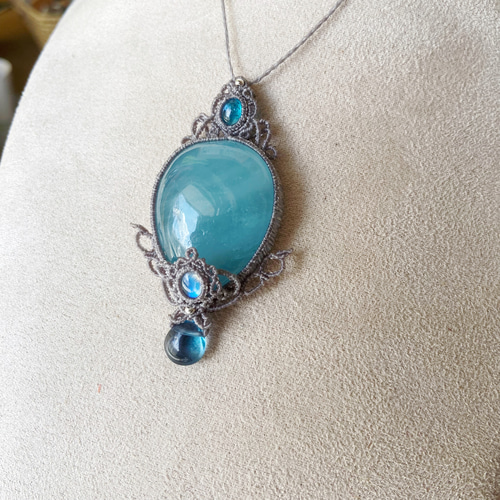 41mm大粒アクアマリン×アパタイト×ブルーグリーンフローライト