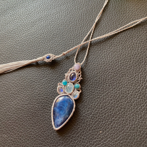 大粒カイヤナイト×サファイア×アクアマリン×レインボームーンストーン