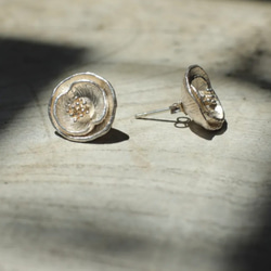 925 銀罌粟花組合式耳環 第3張的照片
