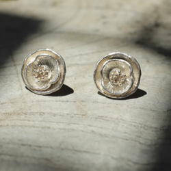 925 銀罌粟花組合式耳環 第4張的照片