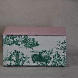 【カルトナージュ】バンコクで見つけた可愛い過ぎる生地で作ったマスクボックス　グリーン×ピンク 3枚目の画像