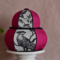 【カルトナージュ】フランス生地mftaで作る鳥かごのボンボニエール   ブラック×ローズピンク 1枚目の画像