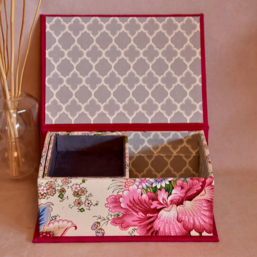 カルトナージュ】フランス生地のフリーボックス ダイソーのクリア