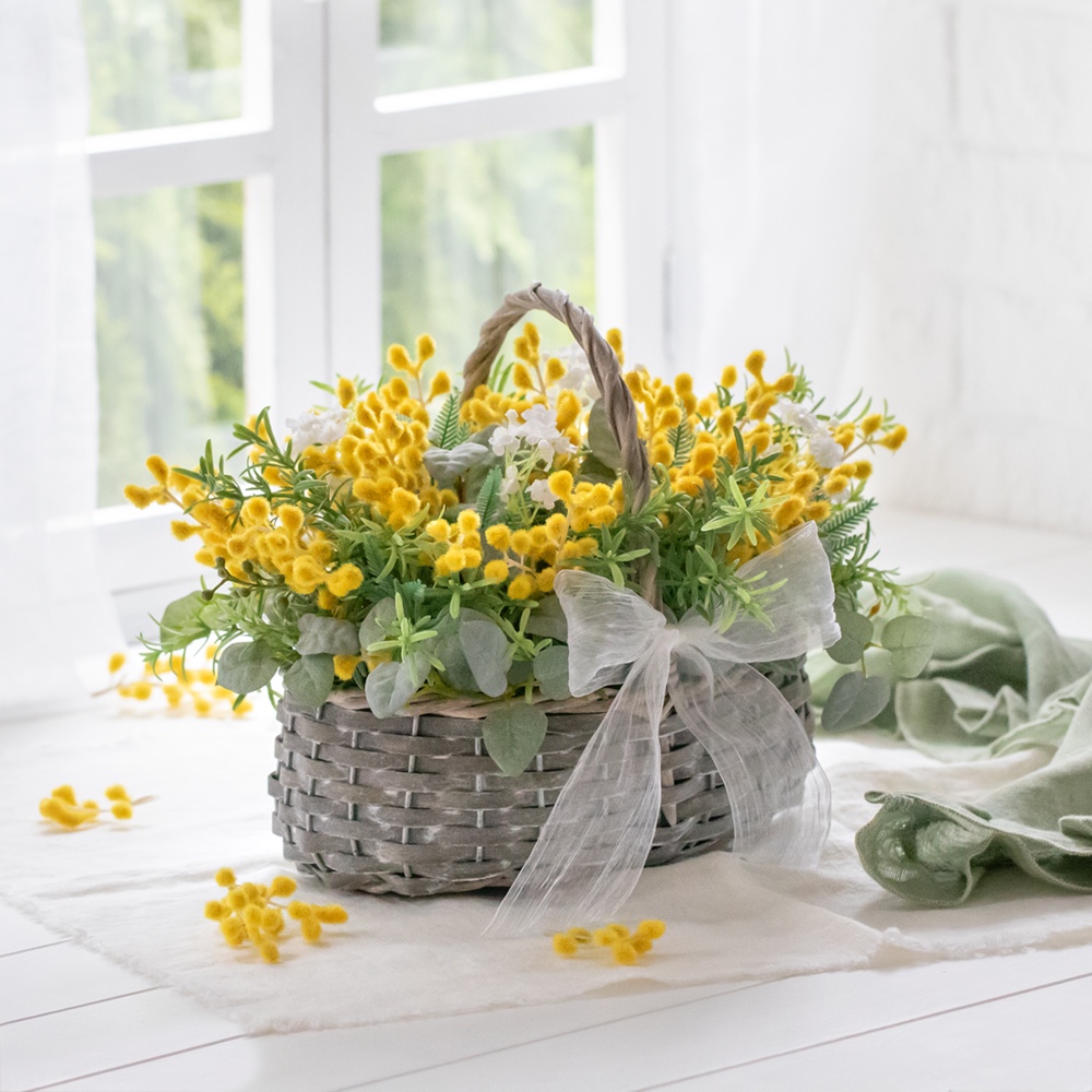 【特集掲載】 ミモザバスケット（グレイ）