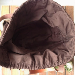 コーヒー麻袋と革のメッシュバッグ A1 gu-zenシリーズ 5枚目の画像