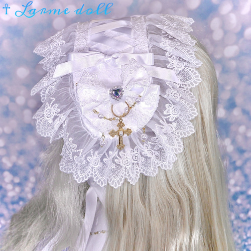 受注生産】《☥》チャイナロリィタヘッドドレス (白) - ☥ Larme