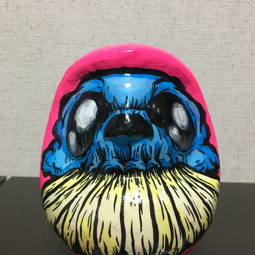 百鬼 達磨ちゃんフィギュア オリジナル ピンク出っ歯スカル 立体