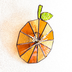 ステンドグラスのアンティーク調壁掛け時計　オレンジの果汁 4枚目の画像