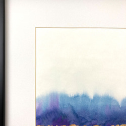 DEEP WATER LAVENDER- 絵画　花　抽象画　寒色　おしゃれ　アート　現代美術　青　ブルー　ゴールド 3枚目の画像