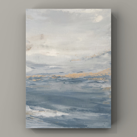 BORDERLESS - アート　絵画　シンプル　スタイリッシュ　ミニマル　グレー　淡い色　ホワイト　ベージュ　青　空 1枚目の画像