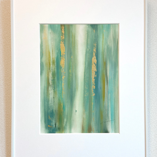 FLOW FOREST- アート 抽象画 現代アート 立体的 爽やか ゴールド 緑  