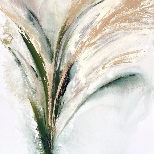 BLOOM - アート 抽象画 現代アート 立体的 爽やか ゴールド 緑  