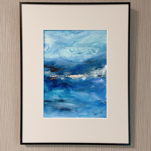 抽象画 絵画 作品名 思いと想い アクリル画 青紫の抽象画 - 美術