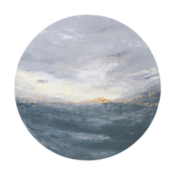 直径25㎝「画家の家の上空2」油彩・絵画・原画・丸形・アートパネル