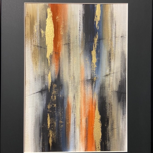 SAVANNA アート 絵画 オレンジ ブルー 紺 ネイビー ベージュ