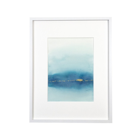 DEEP WATER アート　抽象画 　現代アート　ゴールド　ブルー　海　湖　水　青　ネイビー　金　絵画　シンプル 2枚目の画像