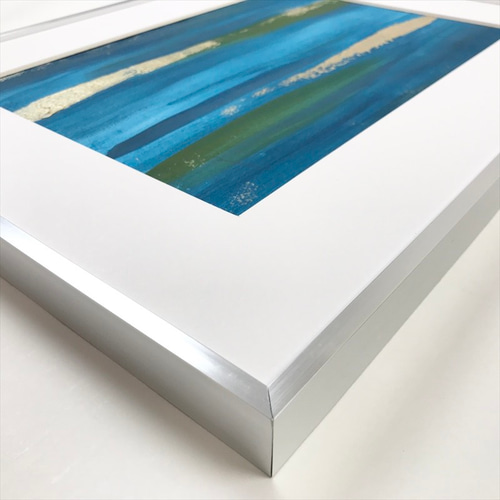 FLOW OCEAN アート 抽象画 絵画 フレーム 額縁 ゴールド 緑