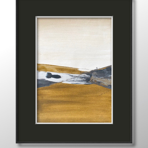 抽象画絵画モノクロインテリアアートA4サイズ