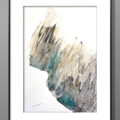 我*2様 抽象画 ゴールドフレーム グレーの絵画 | グレーゴールドの絵画