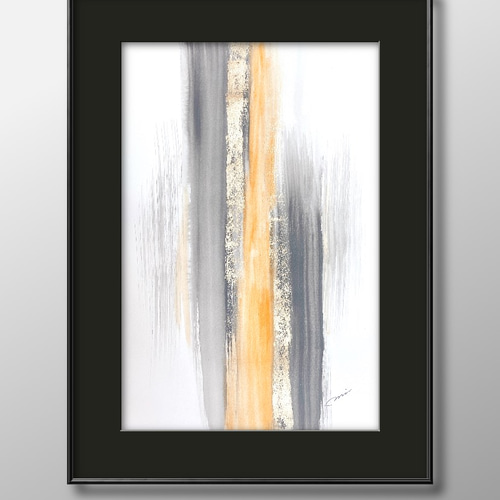 TWINE YELLOW - アート アクリル画 抽象画 黄色 イエロー グレー 絵画