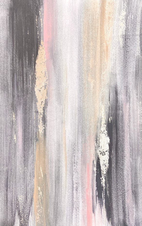 SHEER PINK&GRAY - モダンアート アクリル画　抽象画 ピンク　グレー　ゴールド 絵画 2枚目の画像