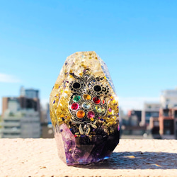 お求めやすくなりました。ジュエルフクロウ／鉱石型オルゴナイト 立体