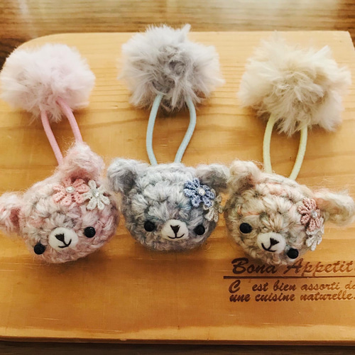 モヘアくまちゃん☆ファーのポンポンヘアゴム ヘアゴム Pretty